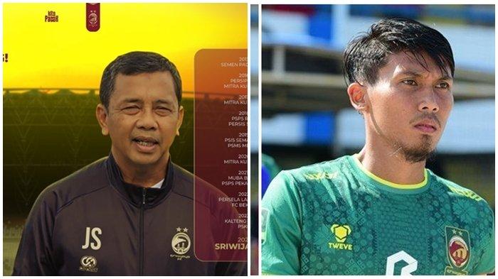 Pelatih anyar Sriwijaya FC 2024, Jafri Sastra dan kapten tim Sriwijaya FC 2023 Hapit Ibrahim
