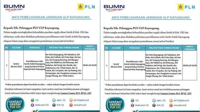 Pemadaman Listrik Palembang dan Ogan Ilir 10 Desember 2025, Cek Wilayah Terdampak
