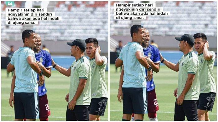 LEGEND KITMAN SFC - Legend kitman Sriwijaya FC Jhon (paling kanan) memposting status whattapsnya bersama  eks Asisten Pelatih Sriwijaya FC Mahyadi Panggabean dan Oktavianus dengan kata-kata 'Hampir setiap hari ngeyakinin diri sendiri bahwa akan ada hal indah di ujung sana'. Jhon dikabarkan bakal bergabung dengan Sumsel United FC musim 2025/26.