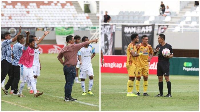 Wasit Bangkit Sanjaya menganulir keputusannya sendiri yang sempat menghadiahi tendangan penalti kepada Sriwijaya FC di babak pertama, pasca tim Persikota yang di bawah asuhan coach Delfi Adri melancarkan protes keras pada laga lanjutan Liga 2 2024/25 di Stadion Gelora Sriwijaya Jakabaring Palembang, Kamis (19/9/2024). Hal inilah membuat oknum penonton meluapkan kemarahannya dengan melakukan pelemparan botol ke wasit.