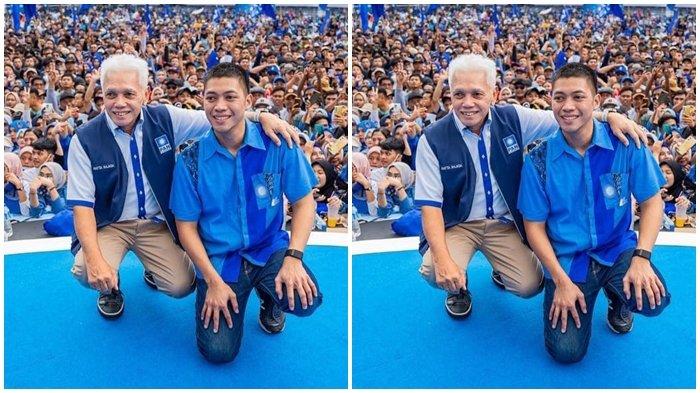 Bacawako Palembang Muhammad Rasyid Amrullah Rajasa (kanan) bersama ayahnya mantan Ketum DPP PAN Hatta Rajasa.
