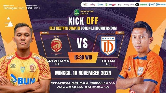 Berikut daftar harga dan kategori tiket online untuk pertandingan lanjutan Putaran 2 Liga 2 2024/25 Sriwijaya FC vs Dejan FC yang akan berlangsung di Stadion Gelora Sriwijaya Jakabaring Palembang, Minggu (10/11/2024) pukul 15.30 WIB.