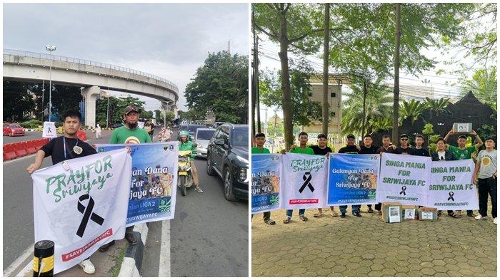 Demi meminta agar para pemain Sriwijaya FC mau bertanding vs PSPS Pekanbaru, kelompok suporter Singa Mania menggalang dana turun ke jalanan di Simpang 5 DPRD Sumsel, Jumat (13/12/2024).