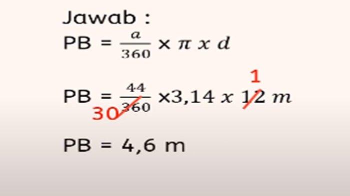 Gambar latihan soal Matematika Kelas 6 SD Kurikulum Merdeka, Panjang Busur dan Luas Juring Lingkaran.