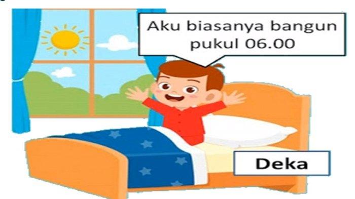 Gambar 10 latihan soal Bahasa Inggris kelas 4 SD Unit 10 Kurikulum Merdeka, He Always Gets Up at 5 O'clock.