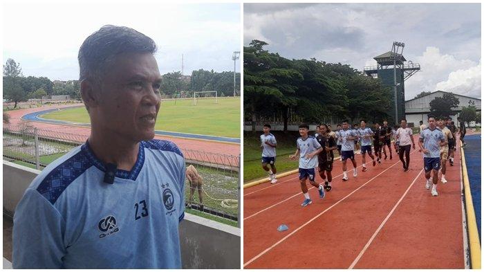 Head coach Hendri Susilo menyampaikan hasil tim pelatih Sriwijaya FC melakukan tes ketahanan fisik kepada 9 pemain trial asal tim Maung Bandung dan Bandung United di Stadion Letjen Harun Sohar Jasdam II/Sriwijaya Kebun Bunga KM 9 Palembang, Selasa (7/1/2025).