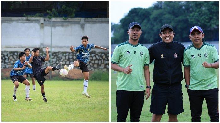APRESIASI EPA SFC - Head coach Sriwijaya FC Achmad Zulkifli didampingi Asisten Pelatih M Ali Ramadon dan Analis EPA SFC U20 A Rachim Gema tetap mengapresiasi Ogin Sukrian Sakti dkk yang mampu mengimbangi Juara EPA U20 Liga 1 musim 2024/2025 Persita Tangerang meski kalah 1-0, Kamis (10/7/2025).