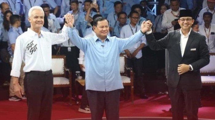 Tiga Capres mengikuti Pilpres 2024; Ganjar Pranowo, Prabowo Subianto, dan Anies Baswedan.