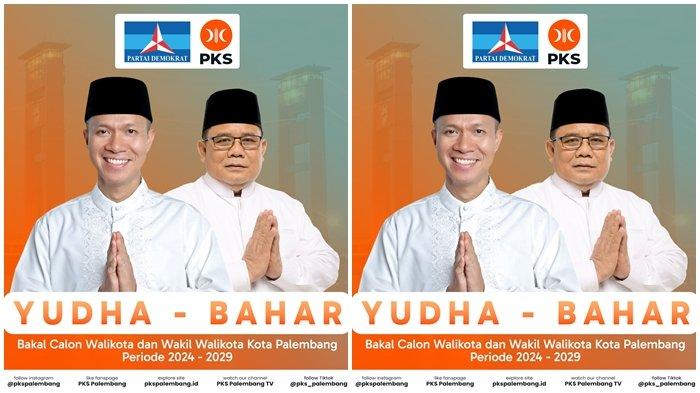 Ketua DPC Partai Demokrat Yudha Pratomo Mahyuddin MSc PhD dan Ketua DPD PKS Palembang Ir H Baharudin MM digadang bakal berpasangan maju Pilkada Palembang 2024.