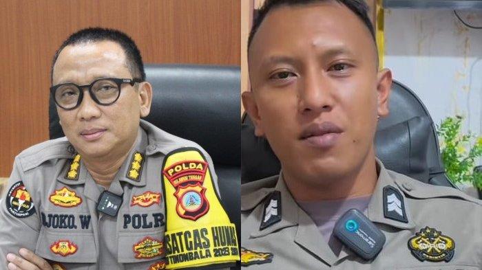Kabidhumas Polda Sulteng Kombes Pol Djoko Wienartono (kiri) dan Briptu Yuli Setyabudi (kanan)