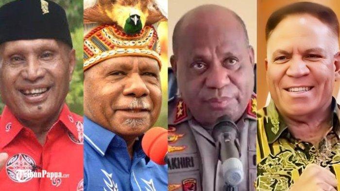 Foto kolase empat sosok yang bakal maju di Pilgub Papua 2024 dari kiri ke kanan: Benhur Tomi Mano, Mathius Awoitauw, Mathius Fakhiri dan Paulus Waterpauw.
