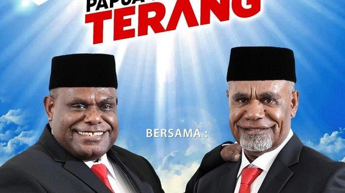 KEMENANGAN- Flyer Pasangan Gubernur Papua Tengah terpilih, Meki Nawipa-Denias Kenelak. Foto-Tim Sukses Meki-Denia