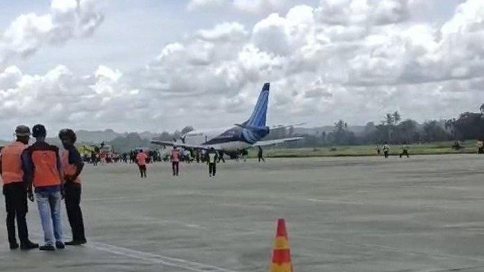 Pesawat Trigana Air yang mengalami insiden di Bandara Sentani Jayapura