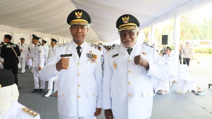 GUBERNUR PAPUA SELATAN: Gubernur dan Wakil Gubernur Papua Selatan, Apolo Safanpo dan Paskalis Imadawa di Istana Negara, Jakarta baru-baru ini. Mereka dijadwalkan tiba di Merauke pada Selasa, (4/3/2025) dan berbagai persiapan penyambutan sudah disiapkan oleh pemerintah dan masyarakat setempat