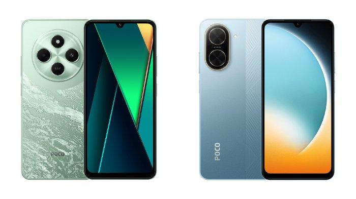 PERBANDINGAN HP XIAOMI - Kolase tampilan HP POCO C75 dan POCO C71 yang diunduh dari website Mi.co.id, Senin (19/5/2025).