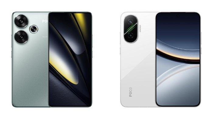 PERBANDINGAN HP - Tangkapan layar tampilan HP POCO F6 dan POCO F7 yang diambil dari website Samsung.com dan Mi.co.id, Minggu (29/6/2025).