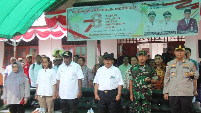 Bupati Keerom Piter Gusbager, SHut, MUP untuk melakukan ‘launching’ kegiatan HUT RI ke-78 tingkat Kabupaten Keerom yang dilaksanakan di Halaman Kantor Distrik Arso Timur, Jumat (4/8/2023).