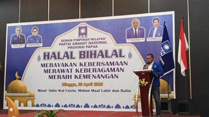Bakal calomn Ketua DPW PAN Provinsi Papua, Haris Yocku menyampaikan target partainya untuk menjadi empat partai terbesar di tingkat nasional dalam acara  Halal Bihalal yang diikuti pengurus PAN dari seluruh Indonesia secara daring pada Minggu (20/4/2025).