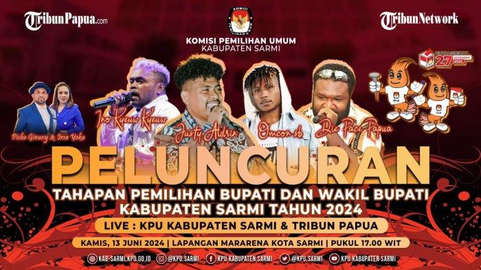Ribuan warga Kabupaten Sarmi, Provinsi Papua sejak Kamis (13/6/2024) pagi menanti penampilan artis Papua, Justin Aldrin dan Omcon SB yang memeriahkan Peluncuran Tahapan Pilkada Kabupaten Sarmi 2024.