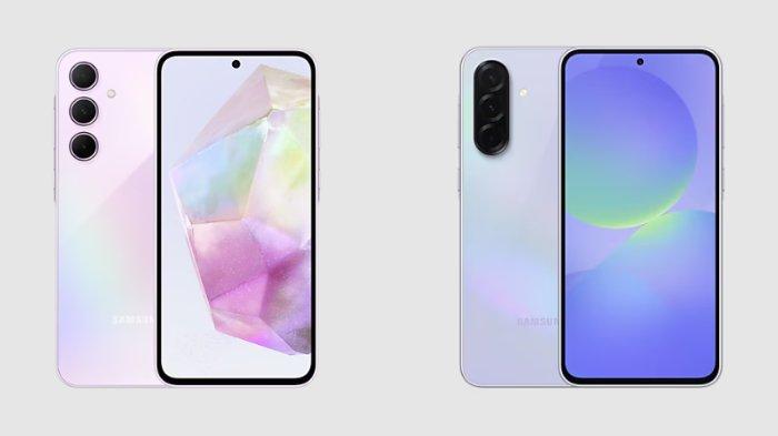 HP SAMSUNG - Kolase tangkapan layar tampilan HP Samsung Galaxy A35 5G dan Galaxy A36 5G yang diambil dari website Samsung.com, Minggu (30/3/2025).