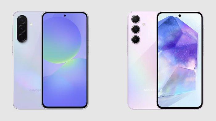 PERBANDINGAN HP SAMSUNG - Kolase tangkapan layar tampilan HP Samsung Galaxy A36 5G dan Galaxy A55 5G yang diambil dari website Samsung.com, Rabu (2/4/2025).