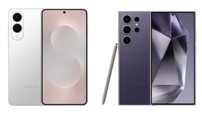 PERBANDINGAN HP SAMSUNG - Kolase tangkapan layar tampilan HP Samsung Galaxy S24 Ultra dan Samsung Galaxy S25 Edge yang diambil dari website Samsung.com, Jumat (30/5/2025).