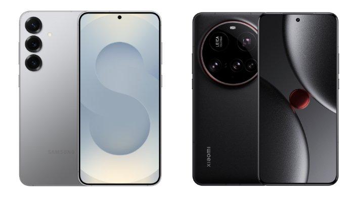 PERBANDINGAN HP - Tangkapan layar tampilan HP Samsung Galaxy S25 Plus dan Xiaomi 15 Ultra yang diambil dari website Samsung.com dan Mi.co.id, Selasa (16/3/2025).