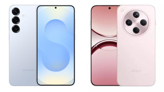 PERBANDINGAN HP - Tangkapan layar tampilan HP Samsung Galaxy S25 dan Oppo Find X8 yang diambil dari website Samsung.com dan Oppo.com, Selasa (11/2/2025).