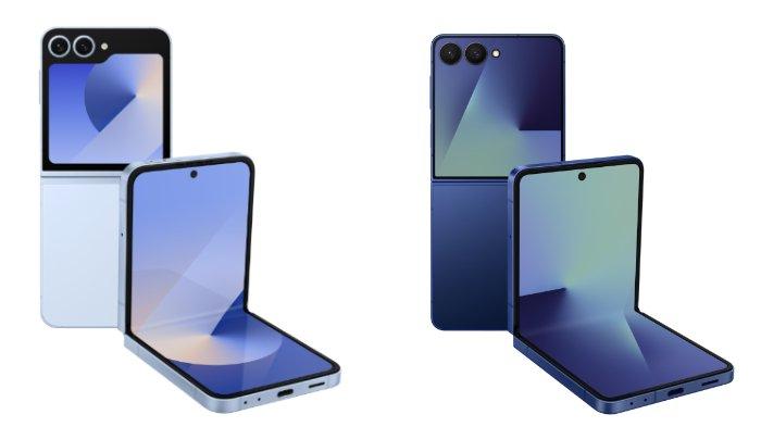 PERBANDINGAN HP SAMSUNG - Kolase tangkapan layar tampilan HP Samsung Galaxy Z Flip6 dan Samsung Galaxy Z Flip7 yang diambil dari website Samsung.com, Senin (14/7/2025).