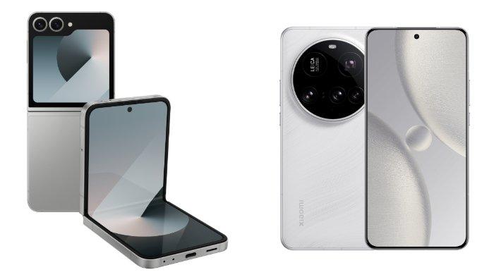PERBANDINGAN HP - Kolase tangkapan layar tampilan HP Samsung Galaxy Z Flip6 dan Xiaomi 15 Ultra yang diambil dari website Samsung.com dan Mi.co.id, Selasa (15/4/2025).