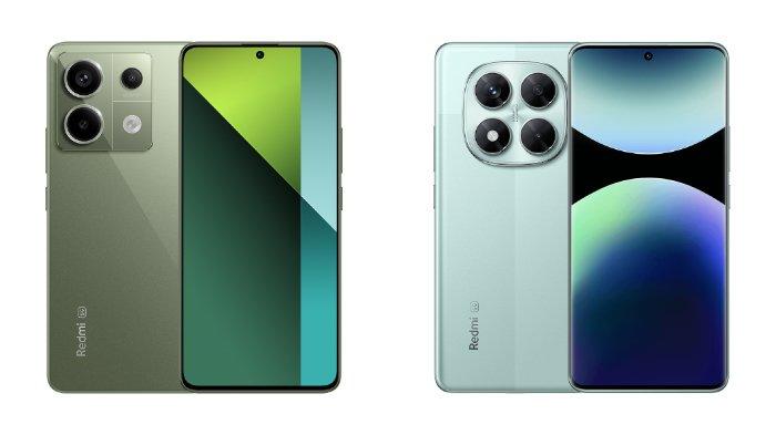 PERBANDINGAN HP XIAOMI - Tampilan HP Xiaomi Redmi Note 13 Pro 5G dan Xiaomi Redmi Note 14 Pro 5G yang diunduh dari website Mi.co.id, Senin (3/2/2025).