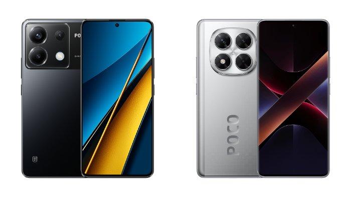 PERBANDINGAN HP - Tangkapan layar tampilan HP POCO X6 5G dan POCO X7 5G yang diambil dari website Mi.co.id, Selasa (22/4/2025).