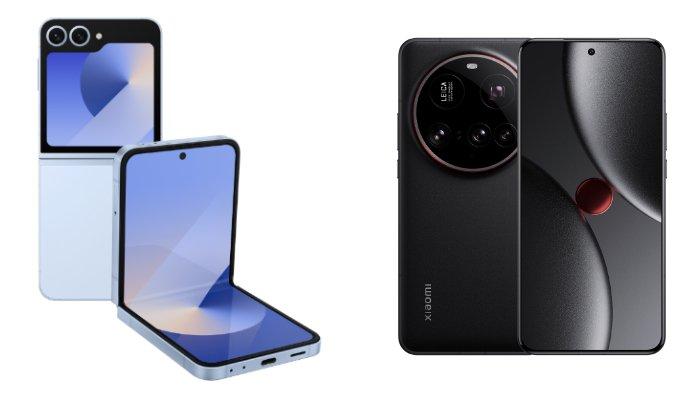 PERBANDINGAN HP - Kolase tangkapan layar tampilan HP Samsung Galaxy Z Flip6 dan Xiaomi 15 Ultra yang diambil dari website Samsung.com dan Mi.co.id, Kamis (22/5/2025).
