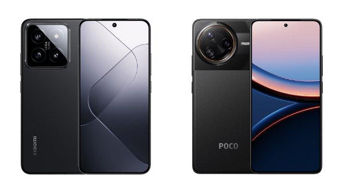 PERBANDINGAN HP - Kolase tampilan HP Xiaomi 14 dan POCO F7 Ultra yang diunduh dari website Mi.co.id, Kamis (17/4/2025).