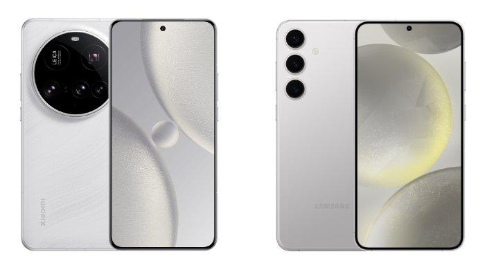PERBANDINGAN HP - Kolase tangkapan layar tampilan HP Xiaomi 15 Ultra dan Samsung Galaxy S24 Plus yang diambil dari website Mi.co.id dan Samsung.com, Rabu (2/4/2025).
