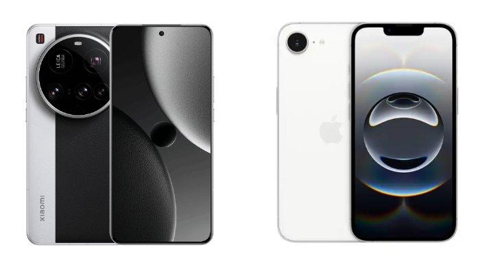 PERBANDINGAN HP - Kolase tangkapan layar tampilan HP Xiaomi 15 Ultra dan iPhone 16e yang diambil dari website Mi.co.id dan iBox.co.id, Kamis (12/6/2025).