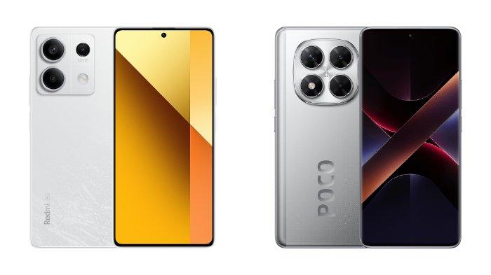 PERBANDINGAN HP - Tampilan HP Xiaomi Redmi Note 13 5G dan POCO X7 5G yang diunduh dari website Mi.co.id, Minggu (9/3/2025).