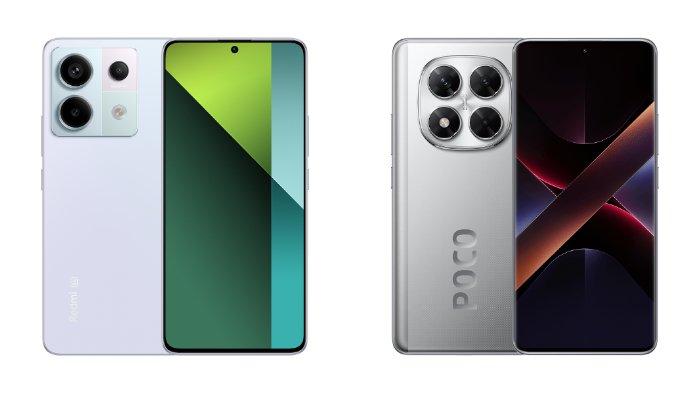 PERBANDINGAN HP - Tampilan HP Xiaomi Redmi Note 13 Pro 5G dan POCO X7 5G yang diunduh dari website Mi.co.id, Kamis (6/3/2025).