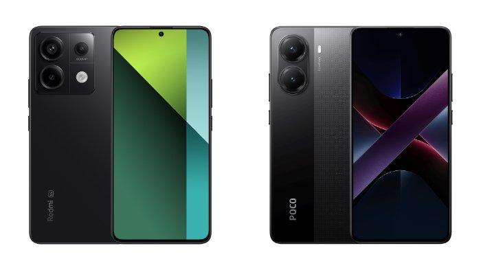 PERBANDINGAN HP - Tampilan HP Xiaomi Redmi Note 13 Pro 5G dan POCO X7 Pro 5G yang diunduh dari website Mi.co.id, Senin (3/3/2025).