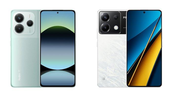 PERBANDINGAN HP XIAOMI - Tampilah HP Xiaomi Redmi Note 14 5G dan POCO X6 5G yang diunduh dari website Mi.co.id, Senin (10/2/2025).