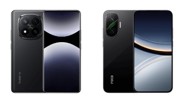 PERBANDINGAN HP XIAOMI -  Tampilah HP Xiaomi Redmi Note 14 Pro Plus 5G dan Xiaomi POCO F7  yang diunduh dari website Mi.co.id, Jumat (27/6/2025).