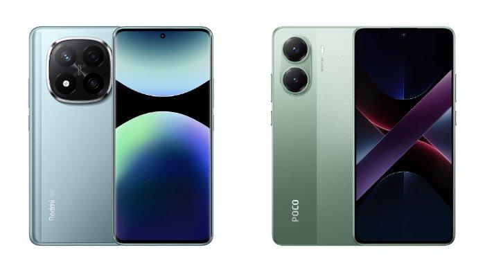 PERBANDINGAN HP - Tampilan HP Xiaomi Redmi Note 14 Pro Plus 5G dan POCO X7 Pro 5G yang diunduh dari website Mi.co.id, Jumat (28/2/2025).