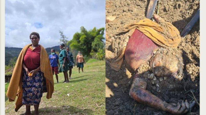 WARGA SIPIL : Almarhuma Hetina Mirip, Ibu kandung Antonia Hilaria Wandagau, saat ditemukan terkubur di lahan milik warga di Sugapa Inta Jaya belum lama ini. Hetina Mirip diduga merupakan korban kekerasan personel TNI saat bertugas di Intan Jaya.