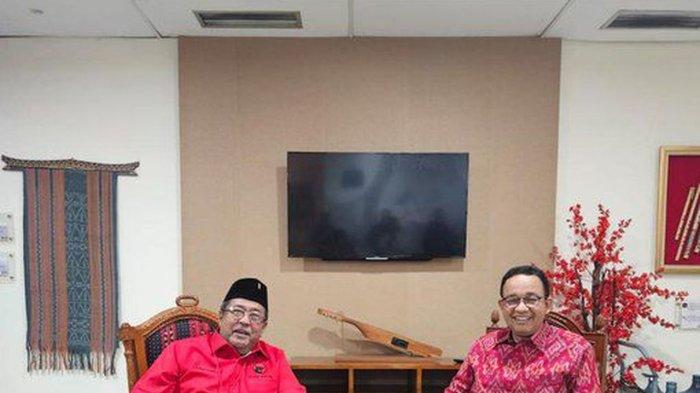 Anies Baswedan bersama Rano Karno sebelum pengumuman bakal calon kepala-wakil kepala daerah yang diusung PDI-P untuk pilkada di 40 daerah, Senin (26/8/2024).ISTIMEWA