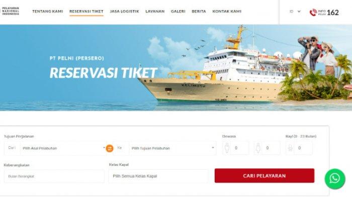 RESERVASI TIKET - Tangkapan layar untuk reservasi cara membeli tiket kapal Pelni.
