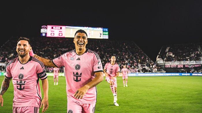 Duet Lionel Messi dan Luis Suarez saat laga Inter Miami vs Real Salt Lake di MLS, 22 Februari 2024. The Herons diprediksi bisa melanjutkan hasil positif saat menghadapi Los Angeles Galaxy di Dignity Health Sports Park, Carson, Senin (26/02/2024) pagi.