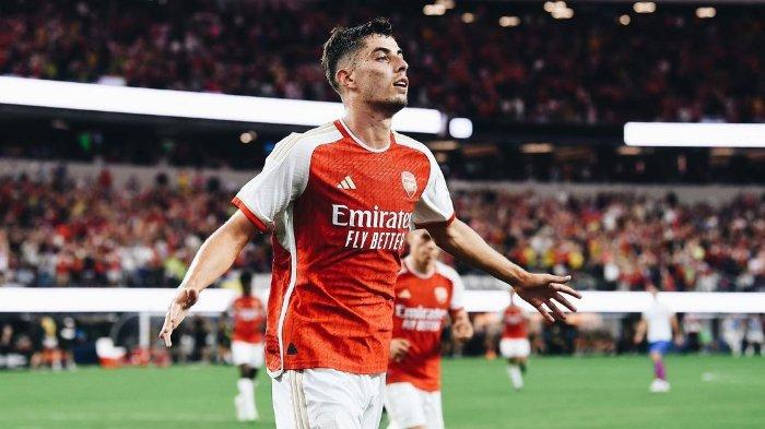 Pemain baru Arsenal Kai Havertz dalam laga persahabatan melawan Barcelona, Kamis (27/7/2023) di SoFi Stadium, Los Angeles, California, Amerika Serikat. Dalam laga tersebut, Kai Havertz turut menyumbang satu gol untuk kemenangan Arsenal dengan skor 5-3.
