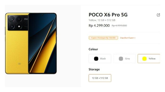 SPEK HP - Tangkapan layar POCO X6 Pro 5G dari mi.co.id pada Jumat (14/3/2025).