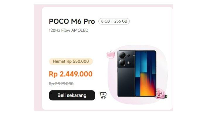 HP POCO - Tangkapan layar website mi.co.id Kamis (13/2/2025) memperlihatkan harga terbaru HP POCO M6 Pro.