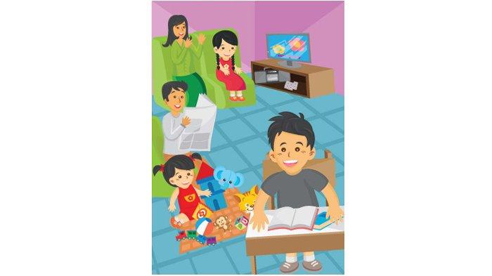 ILUSTRASI KUNCI JAWABAN : Answer Key Grade 4 English Pages 42 43 Look and Answer - Look and Write Unit 4 Merdeka Curriculum. The answer key for the Grade 4 English on pages 42 43 Look and Answer What does Made do in the living room - Look and Write Complete the sentences Unit 4 Cici Cooks in The Kitchen semester 1 in the My Next Words textbook SD and MI Merdeka Curriculum edition, published by the Kemendikbudristek, first print, 2021.